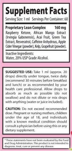 Raspberry Ketones Liquid product label